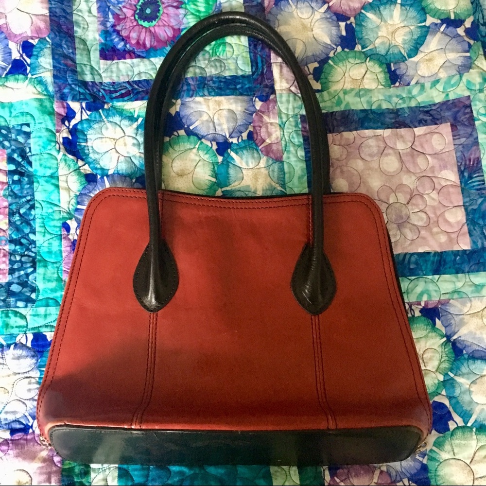 Italian Leather Satchel - Red